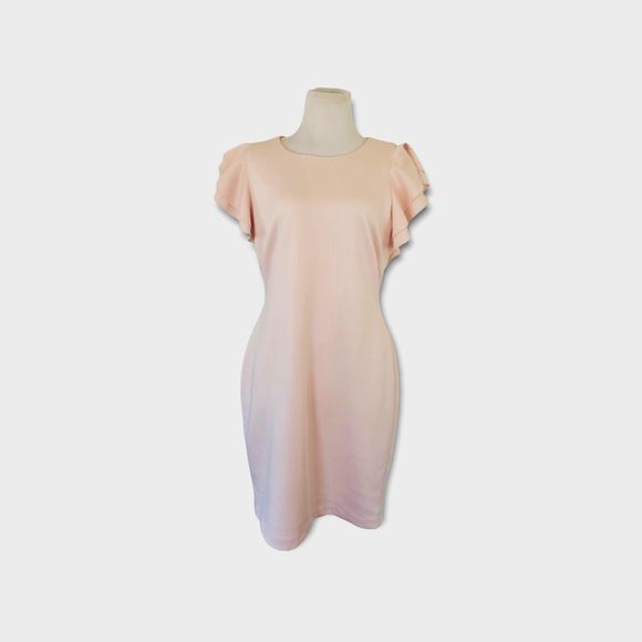 Tommy Hilfiger Dresses & Skirts - Tommy Hilfiger Light Pink Flutter Sleeve Scuba Sheath Dress Sz 12